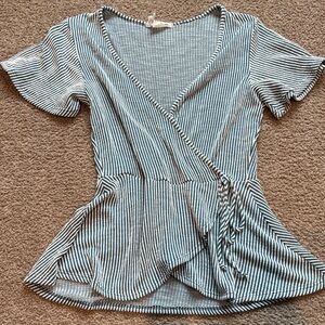 Caution To The Wind blue and White Striped Blouse